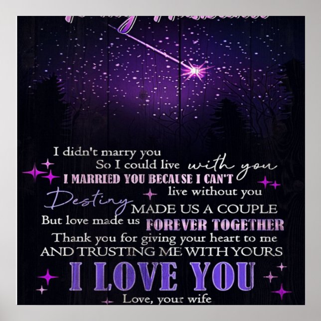 Poster À mon amour mon mari | Cadeau de devis mignon | (Devant)