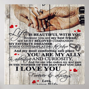 Poster À mon cadeau de design de mari   Lettre d'amour à 