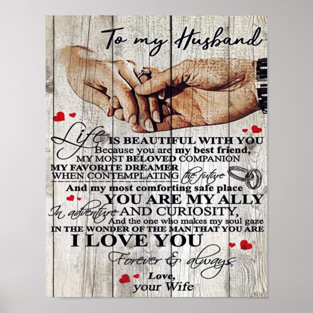 Poster À mon cadeau de design de mari | Lettre d'amour à  (Devant)