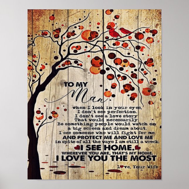 Poster À mon cadeau de mari | Jolie lettre au mari | (Devant)