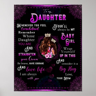 Poster À Mon Cadeau Fille, Lettre D'Amour Fille Et Maman