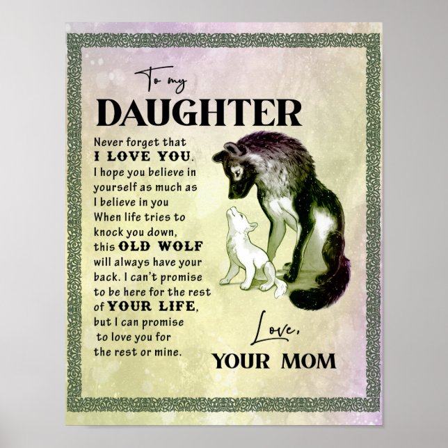 Poster À Mon Cadeau Fille, Lettre D'Amour Fille Et Maman (Devant)