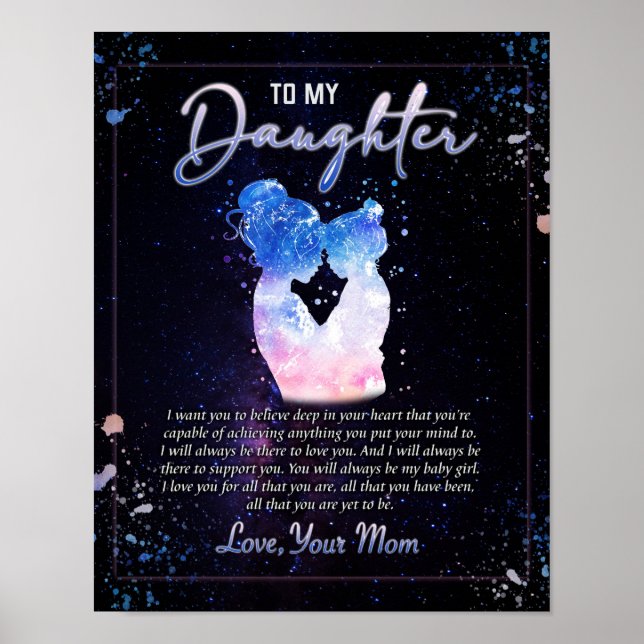 Poster À Mon Cadeau Fille, Lettre D'Amour Fille Et Maman (Devant)