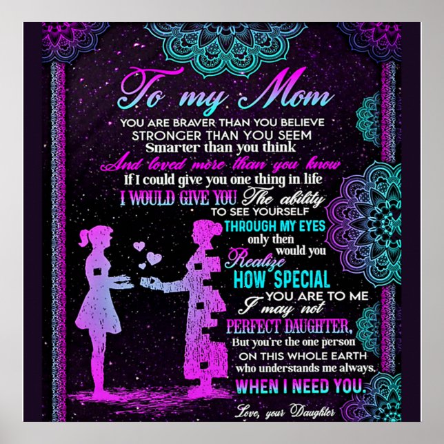 Poster À Mon Cadeau Maman Et Fille, Idée Cadeau Maman (Devant)