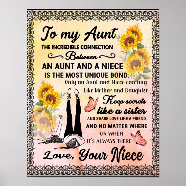 Poster À Mon Cadeau Tante, Cadeau Tournesol De La Nièce (Devant)