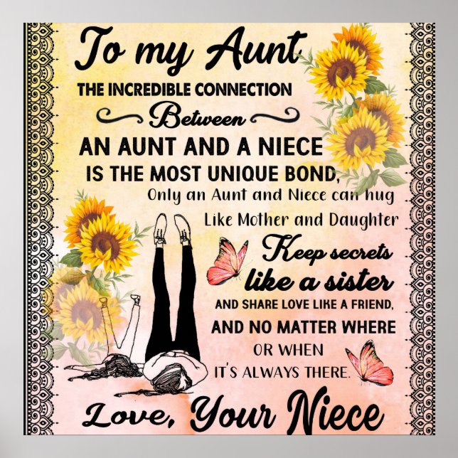 Poster À Mon Cadeau Tante, Cadeau Tournesol De La Nièce (Devant)