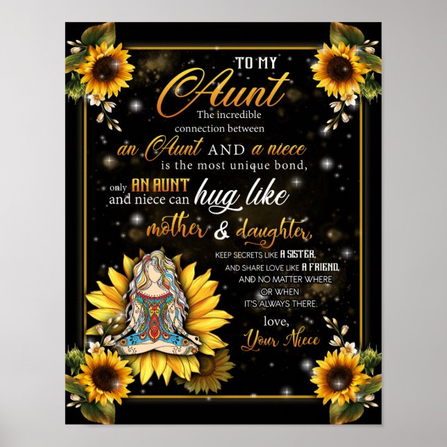 Poster À Mon Cadeau Tante, Joli Cadeau Tournesol De La Ni (Devant)