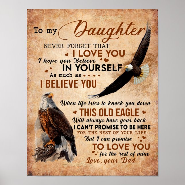 Poster À Mon Don Fille, Papa Et Fille, Aigle Aigle (Devant)