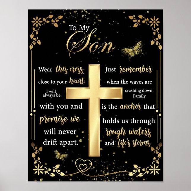 Poster À Mon Fils Cadeau, Amant Papillon, Lettre Fils Flo (Devant)