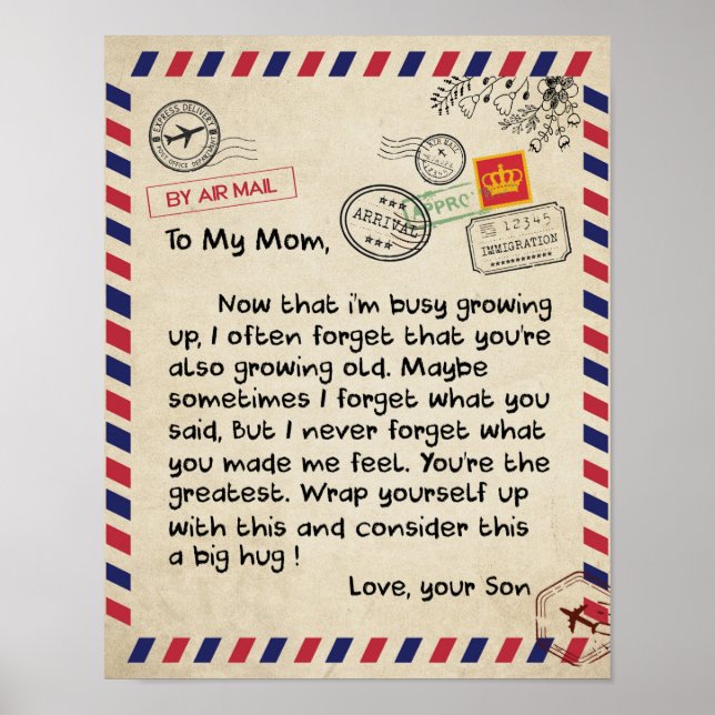 Poster À Mon Fils Don, Maman Et Fils, Lettre D'Amour À So (Devant)