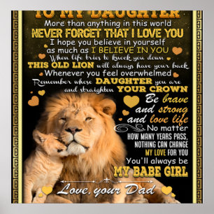 Poster À Mon Lion Femme Cadeau Anniversaire, Amour Femme 