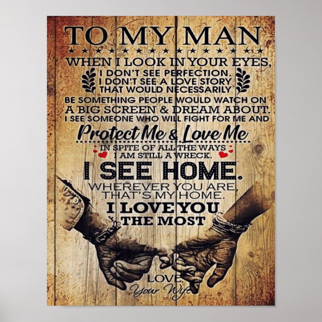 Poster À mon mari | Cadeau Anniversaire Au Mari | (Devant)