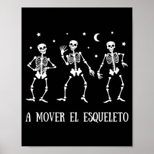 Poster A Mover El Esqueleto Drôle d'Halloween espagnol