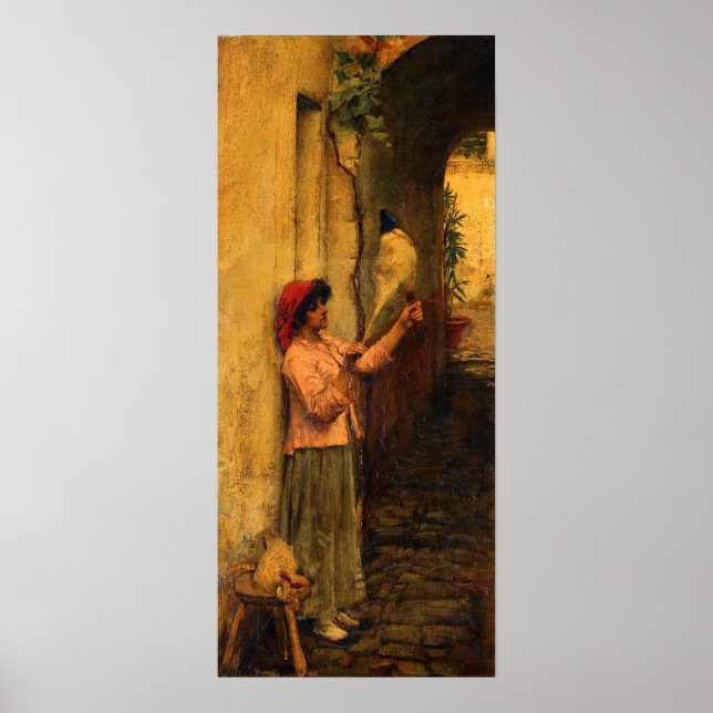 Poster A Neapolitan flax spinner by Waterhouse (Devant)