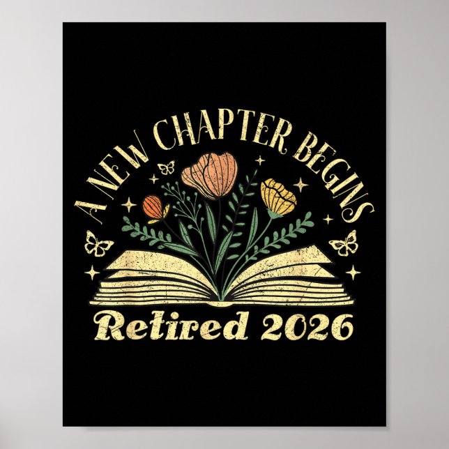 Poster A New Chapter Begins Retired 2026 Funny Teacher Re (Devant)