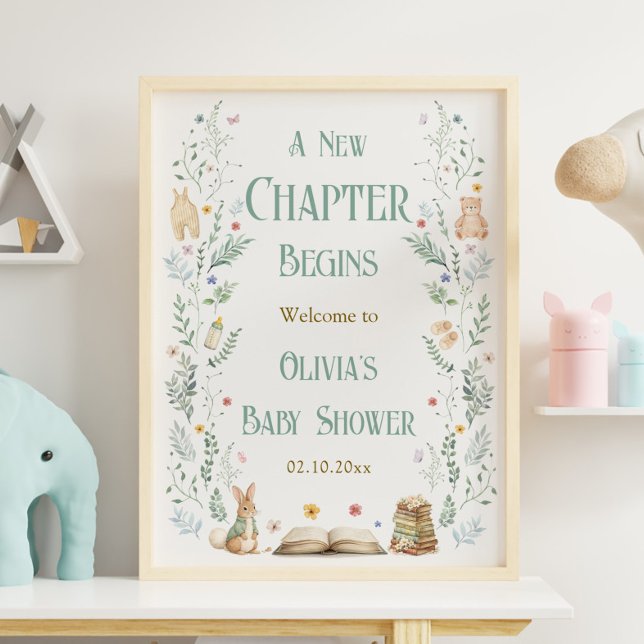 Poster A New Chapter Book Baby Shower Welcome  (Créateur téléchargé)