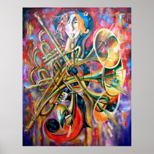 Poster À oil painting on canvas. Music