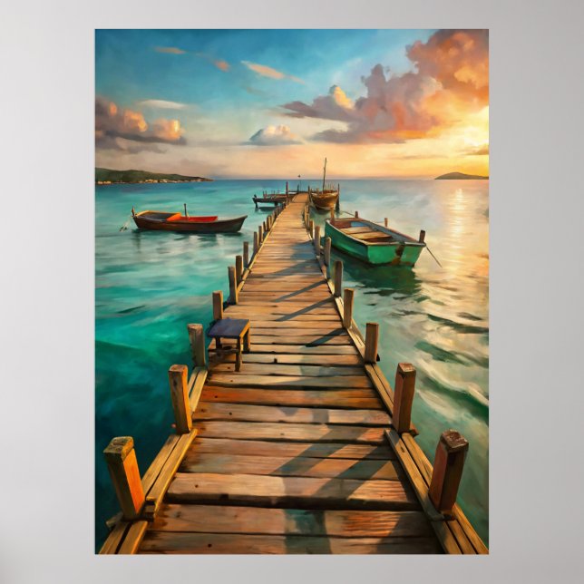 Poster A Pier with Boats (Devant)