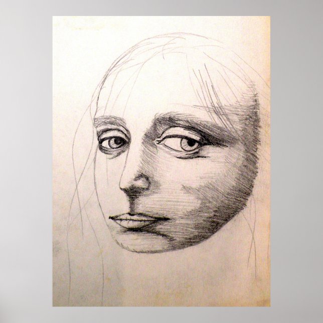 Poster A study of da Vinci, sketch of a girl, by DCB (Devant)