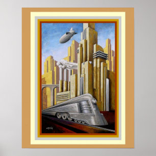 Poster à thème Art Déco Metropolis 16 x 20