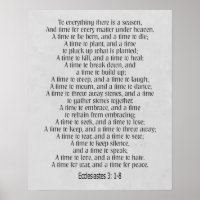 À tout une saison Ecclesiastes 3 : 1-8