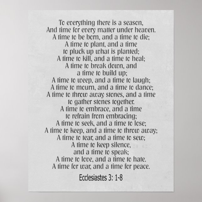 Poster À tout une saison Ecclesiastes 3 : 1-8 (Devant)
