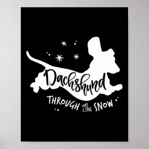 Poster A travers la neige Dachshund Noël Wiener Dog Xm