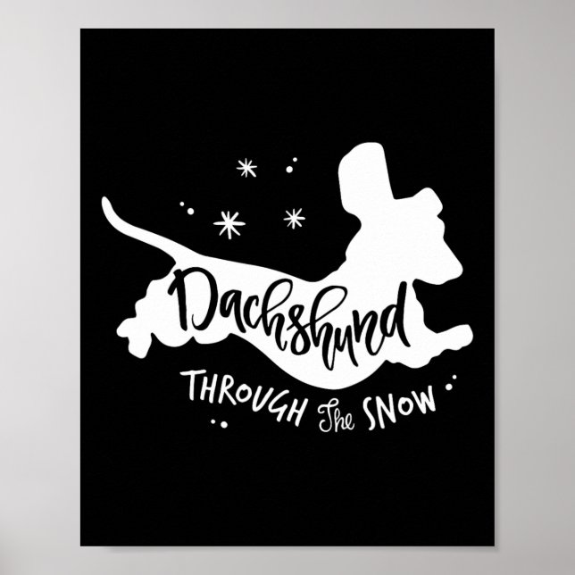 Poster A travers la neige Dachshund Noël Wiener Dog Xm (Devant)