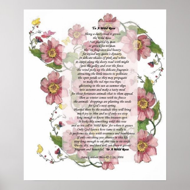 Poster À un poème Rose sauvage (Devant)