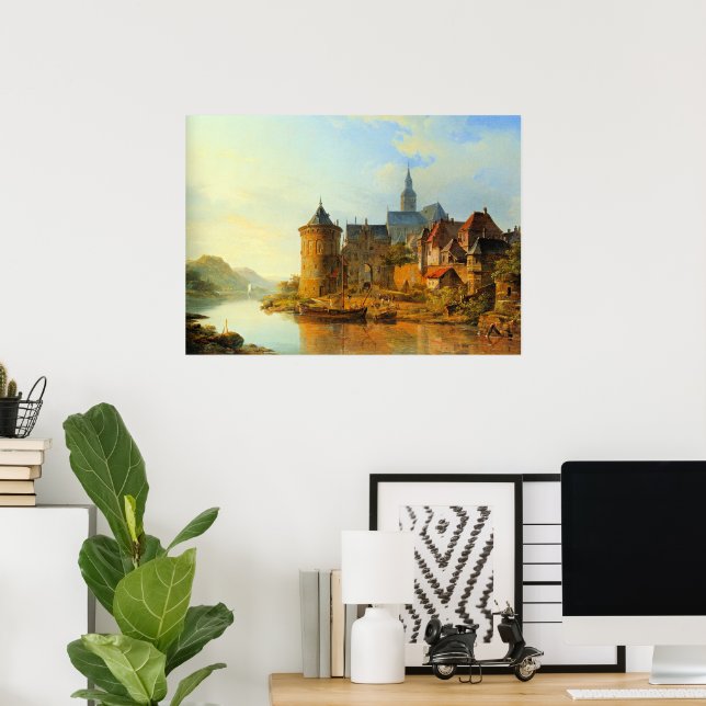 Poster A View of a Town along the Rhine (Bureau à domicile)