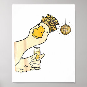Poster À votre santé Bonne année 2026 Oie avec champagne 