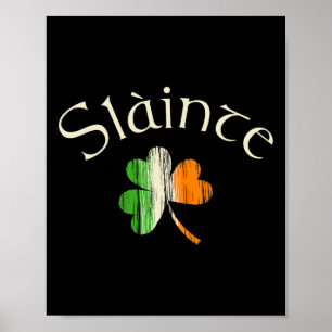 Poster À votre santé Shamrock irlandais Drapeau de l'Irla