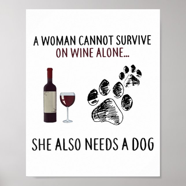 Poster A Woman Cannot Survive On Wine Alone She Also Need (Devant)