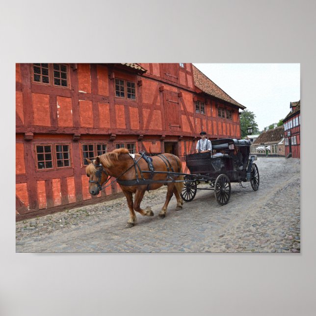 Poster Aarhus, Danemark, Cheval et Buggy (Devant)