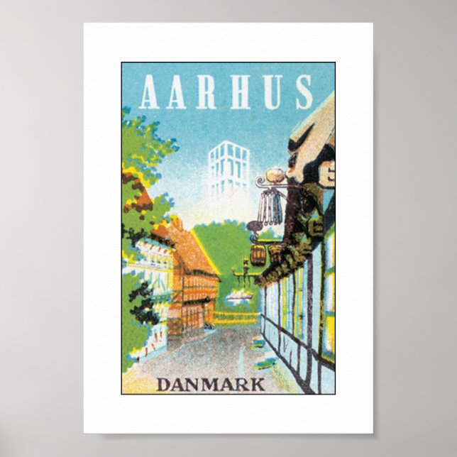 Poster Aarhus Danmark (blanc) (Devant)