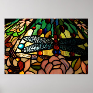 Poster Abat-jour en verre de souillure de fin de Tiffany