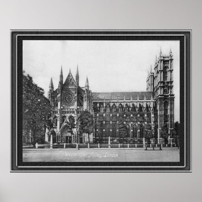 Poster Abbaye de Westminster noir et blanc (Devant)