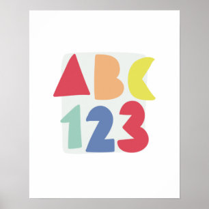 Poster ABC 123 children's nursery colorful