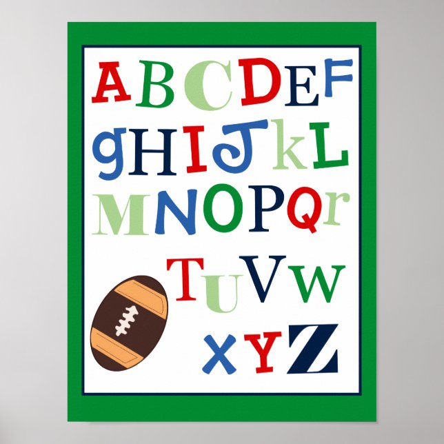 Poster ABC Alphabet Art Imprimer Football Sport Thème (Devant)