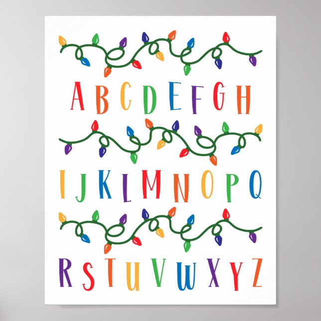Poster ABC Alphabet Mur lumières de Noël (Devant)