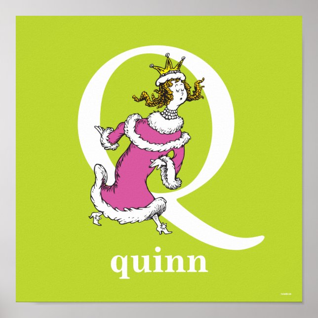 Poster ABC du Dr Seuss : Lettre Q - Blanc | Ajouter Votre (Devant)