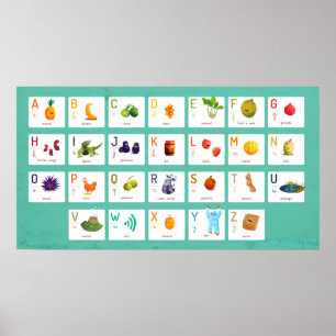 Poster abc mots français illsutrés