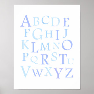 Poster ABC Nursery Blue Typographie Imprimer