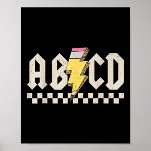 Poster Abcd Crayon Éclair Enseignant Retour À L'école 