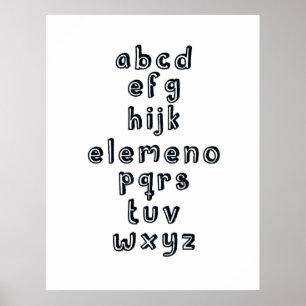 Poster ABCD EFG HIJK ELEMENO PQRS TUV WXYZ : Alphabet Fun
