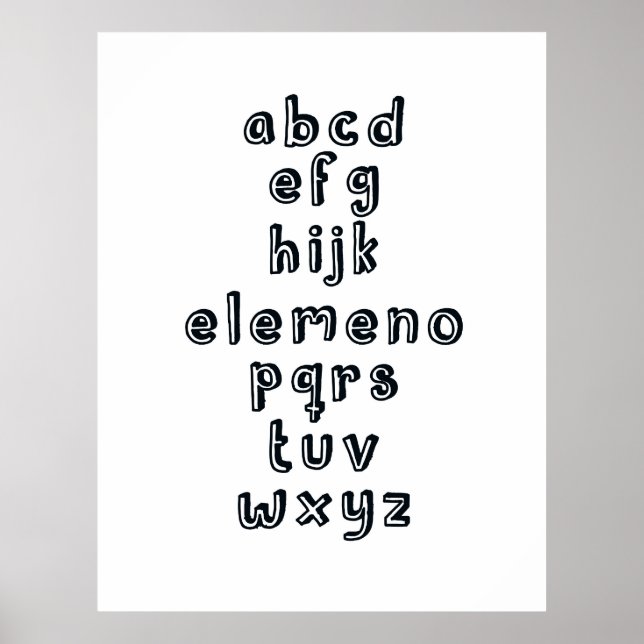 Poster ABCD EFG HIJK ELEMENO PQRS TUV WXYZ : Alphabet Fun (Devant)