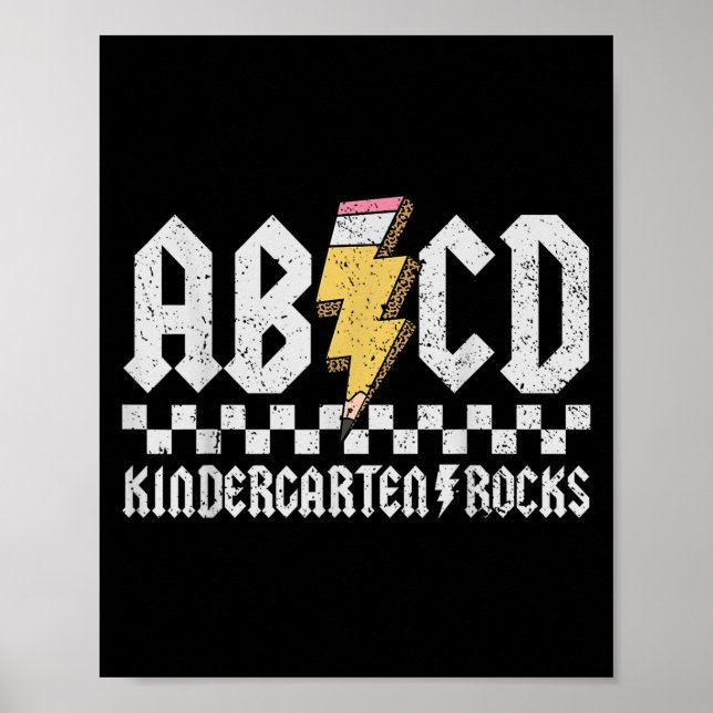 Poster Abcd Kindergarten Rocks Pencil Lightning Enseignan (Devant)