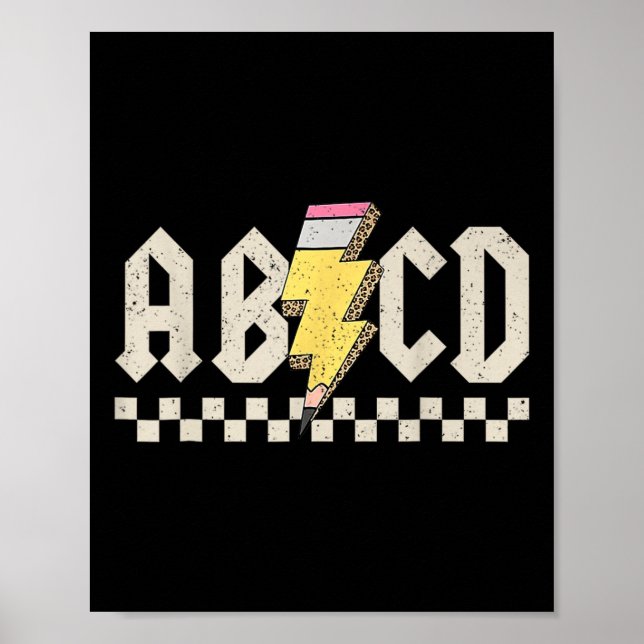 Poster Abcd Pencil Lightning Bolt Back To School Teachers (Devant)