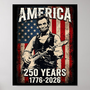 Poster Abe Lincoln 16e président vintage jouant de la gui