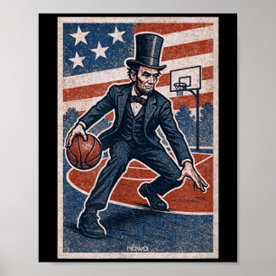 Poster Abe Lincoln Dribble - Joueur de baseball américain